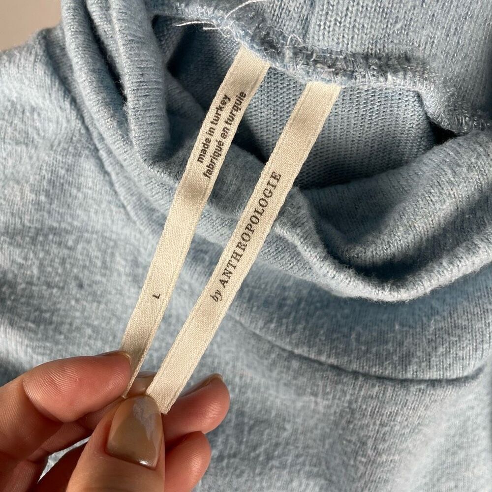 Anthropologie Cropped Baby Blue  Long Sleeve Turtleneck - Women’s L - Picture 7 of 9